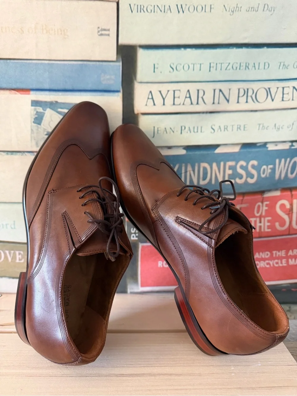 Florsheim Brown Leather Wingtip-Style Lace-Up Oxfords